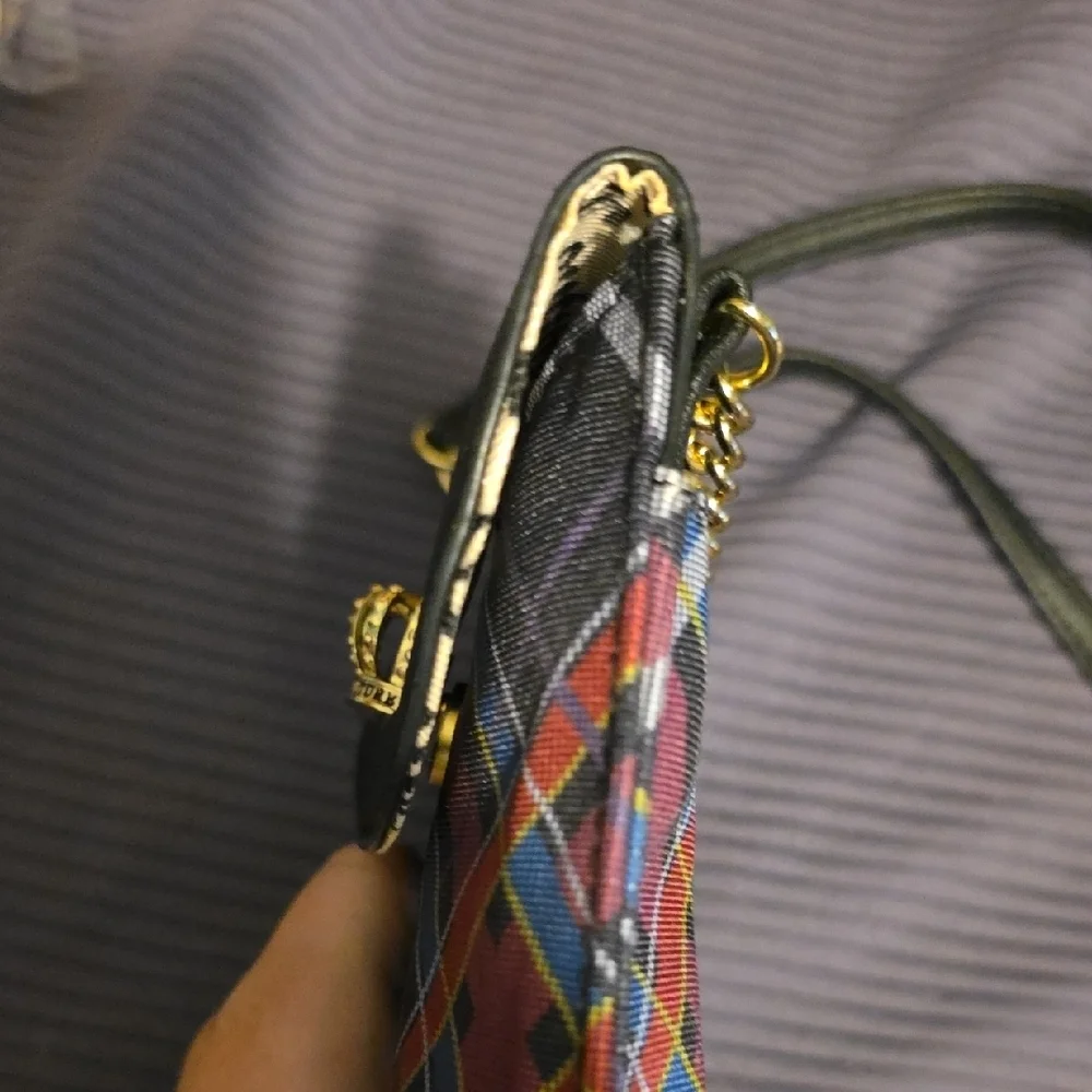 Juicy Couture Black and Multicolor Plaid Crossbody Bag